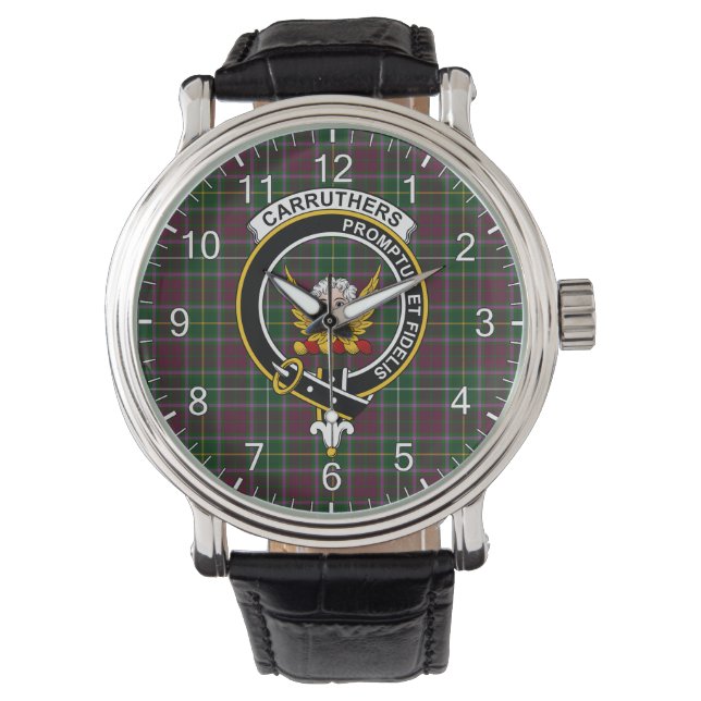 Classic Timeless Clan Carruthers Tartan Badge Plai Watch (Front)