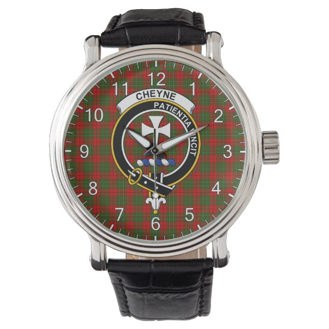 Classic Timeless Clan Cheyne Tartan Badge Plaid Watch (Front)