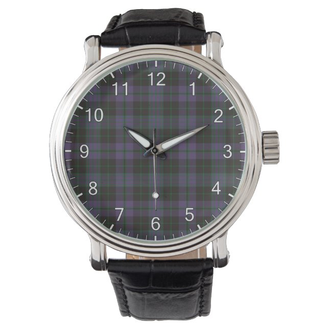 Classic Timeless Clan Clergy Purple Tartan Plaid G Watch (Front)