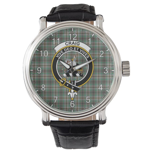 Classic Timeless Clan Craig Tartan Badge Plaid Watch (Front)