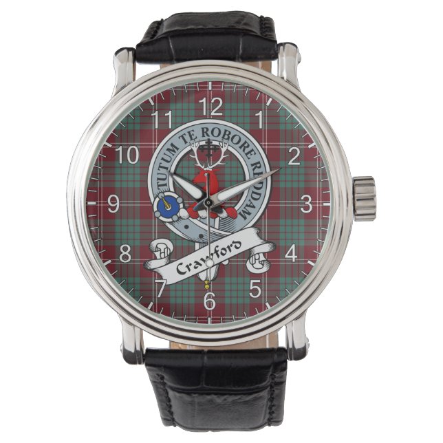 Classic Timeless Clan Crawford Badge Tartan Watch (Front)