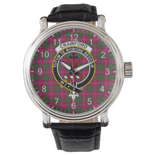 Classic Timeless Clan Crawford Modern Tartan Badge Watch
