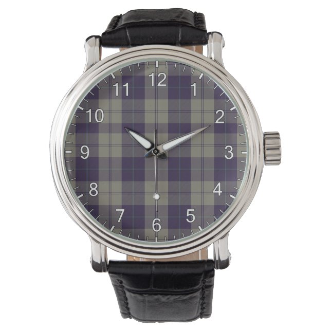 Classic Timeless Clan Cunningham Dress Blue Tartan Watch (Front)