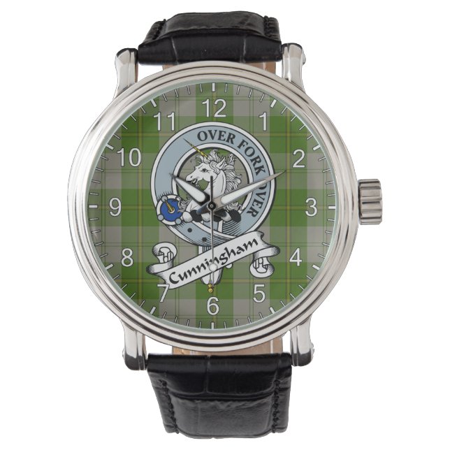 Classic Timeless Clan Cunningham Dress Green Badge Watch (Front)
