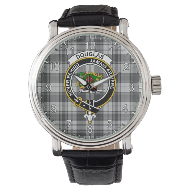 Classic Timeless Clan Douglas Grey Modern Tartan Watch (Front)