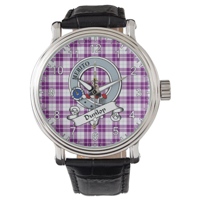 Classic Timeless Clan Dunlop Dress Badge Tartan Watch (Front)