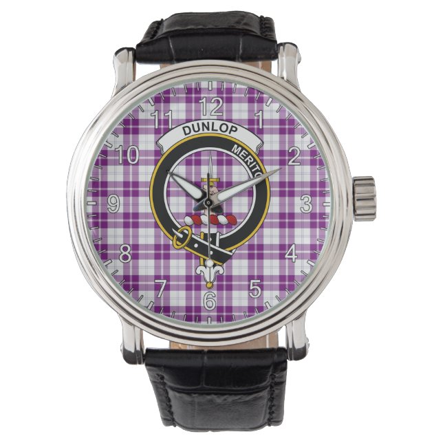 Classic Timeless Clan Dunlop Dress Tartan Badge Watch (Front)