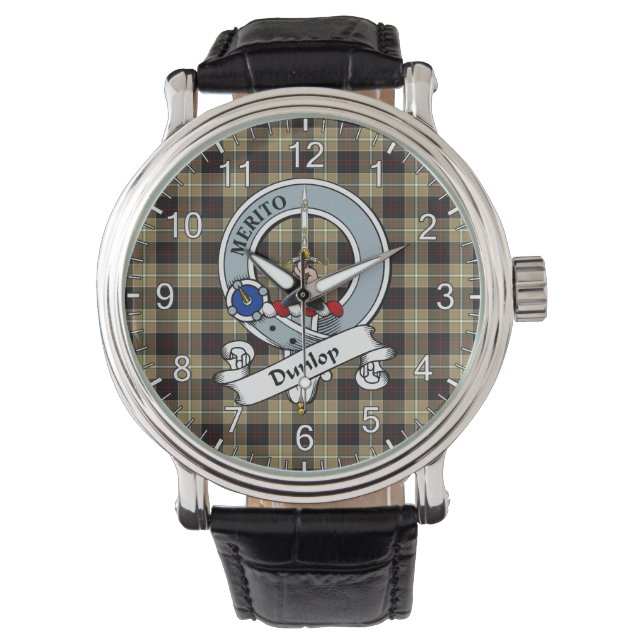 Classic Timeless Clan Dunlop Hunting Badge Tartan  Watch (Front)