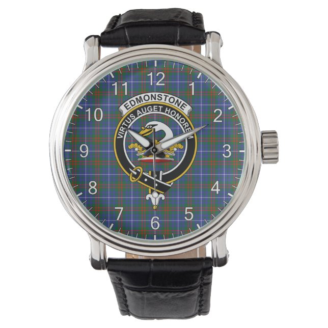 Classic Timeless Clan Edmonstone Tartan Badge Plai Watch (Front)