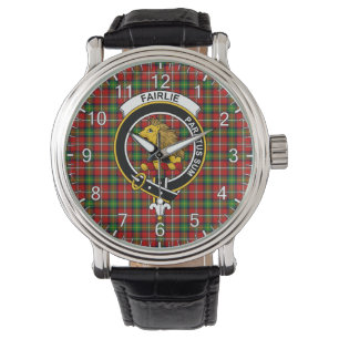 Classic Timeless Clan Fairlie Tartan Badge Plaid Watch