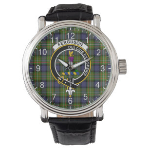 Classic Timeless Clan Ferguson Tartan Badge Plaid  Watch
