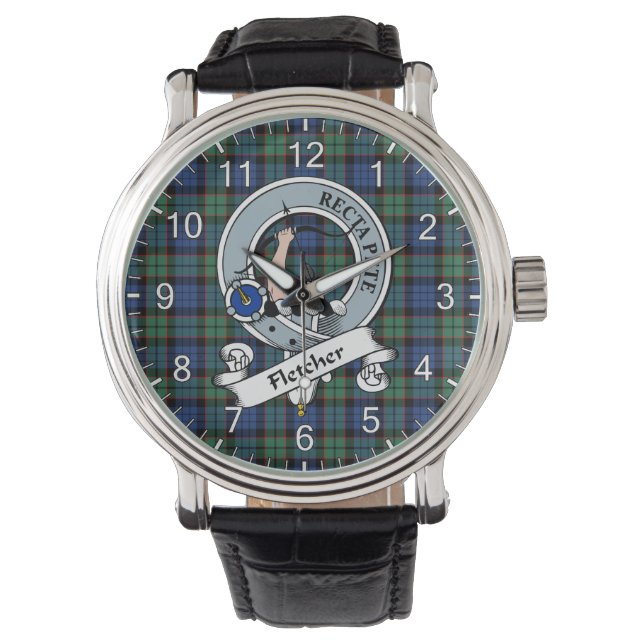 Classic Timeless Clan Fletcher Badge Tartan Watch (Front)