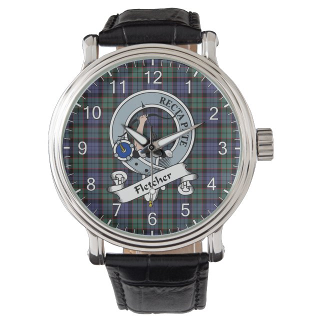 Classic Timeless Clan Fletcher Modern Badge Tartan Watch (Front)
