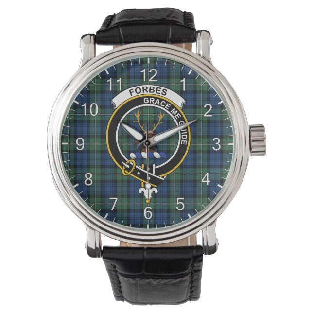 Classic Timeless Clan Forbes Ancient Tartan Badge  Watch (Front)