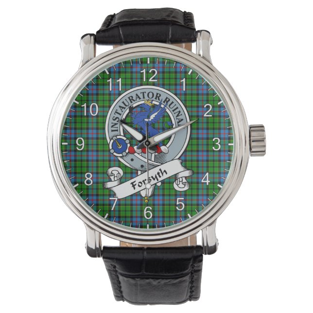 Classic Timeless Clan Forsyth Modern Badge Tartan  Watch (Front)