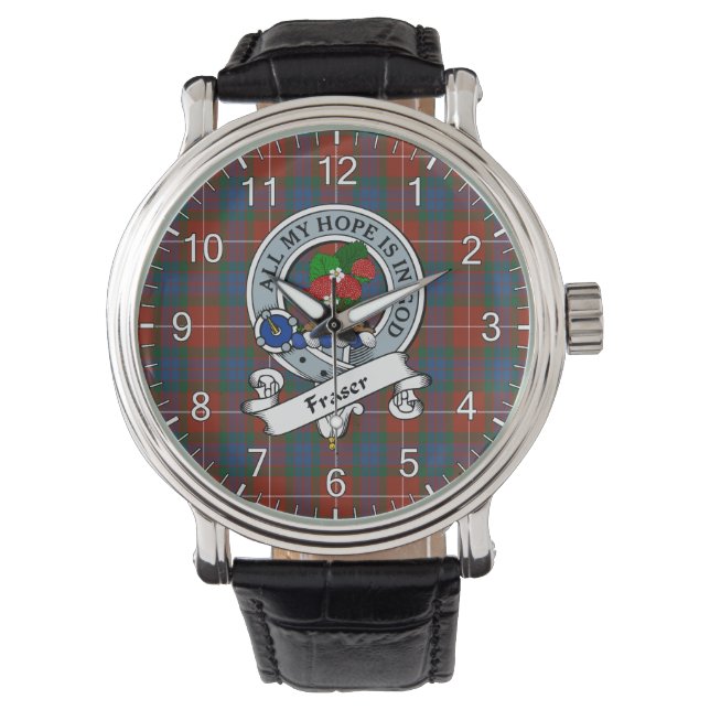 Classic Timeless Clan Fraser Ancient Badge Tartan  Watch (Front)