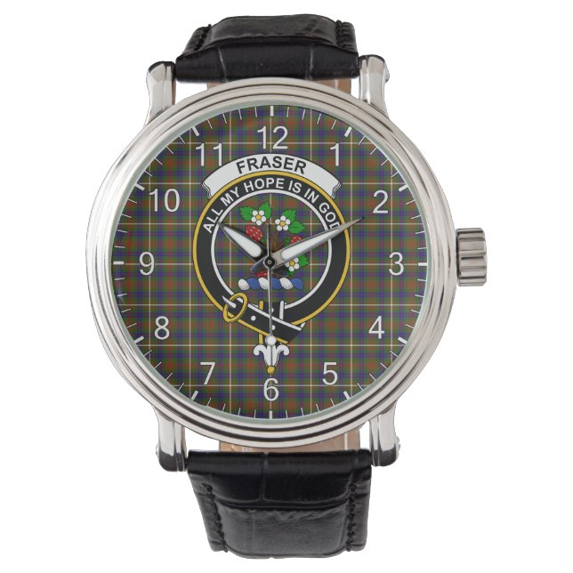 Classic Timeless Clan Fraser Hunting Tartan Badge  Watch (Front)