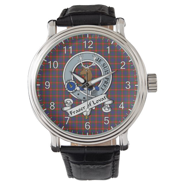 Classic Timeless Clan Fraser of Lovat Badge Tartan Watch (Front)