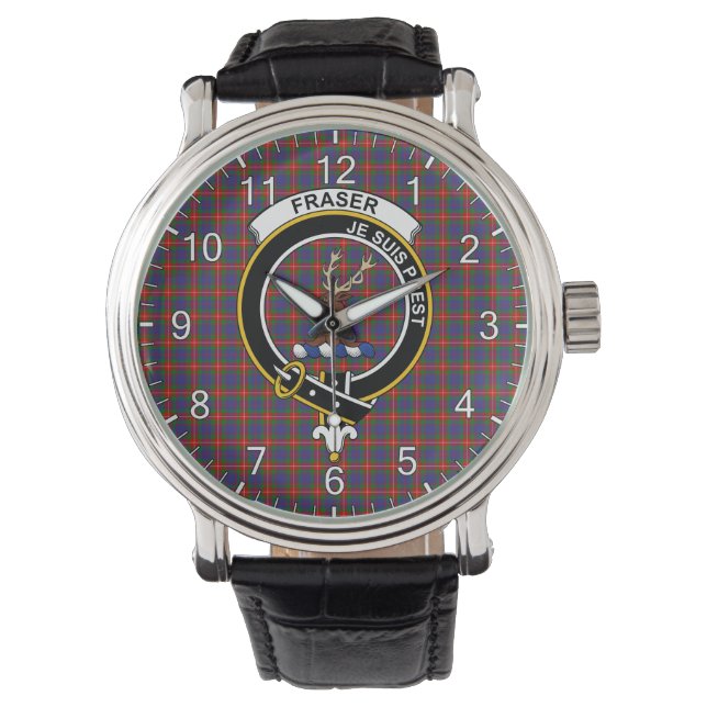Classic Timeless Clan Fraser of Lovat Tartan Badge Watch (Front)