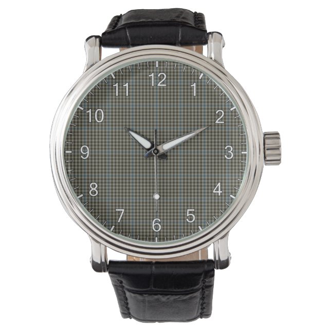 Classic Timeless Clan Haig Grey Tartan Plaid Gift Watch (Front)