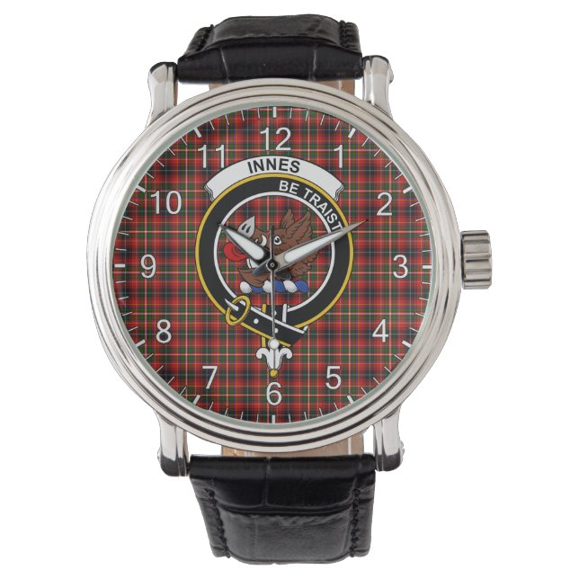 Classic Timeless Clan Innes of Moray Tartan Badge  Watch (Front)