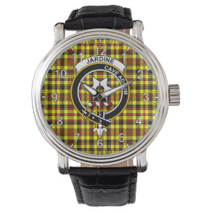 Classic Timeless Clan Jardine Yellow Tartan Badge  Watch