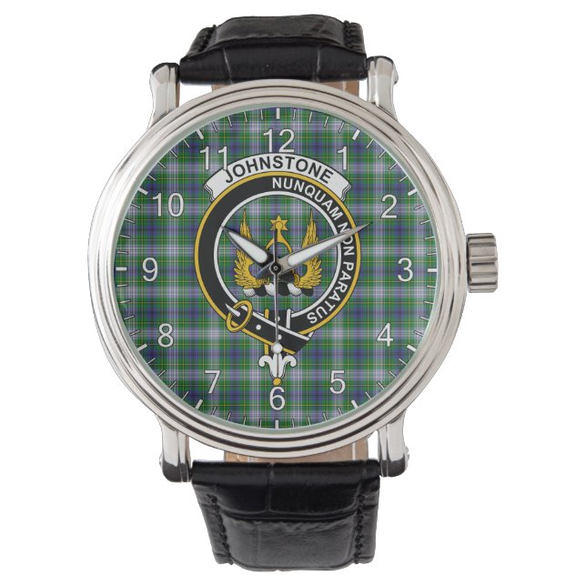 Classic Timeless Clan Johnston Dress Tartan Badge  Watch (Front)