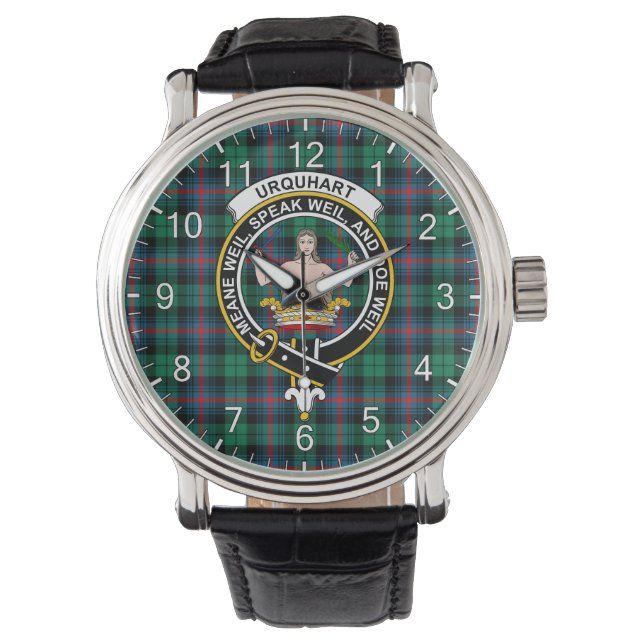 Classic Timeless Clan Urquhart Modern Tartan Badge Watch (Front)