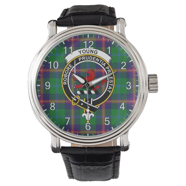 Classic Timeless Clan Young Tartan Badge Plaid Watch (Front)