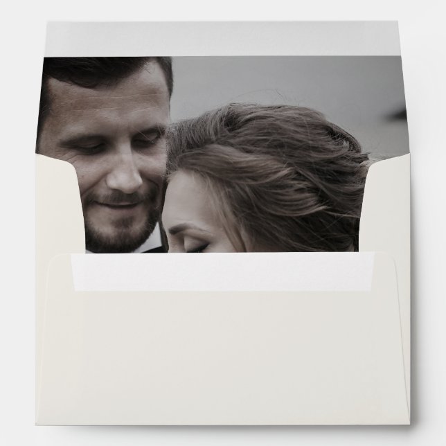 Classic Timeless Ivory Calligraphy Photo Wedding Envelope (Back (Bottom))