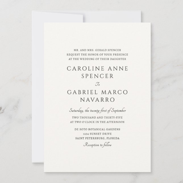Classic Timeless Traditional Wedding Invitation (Front)