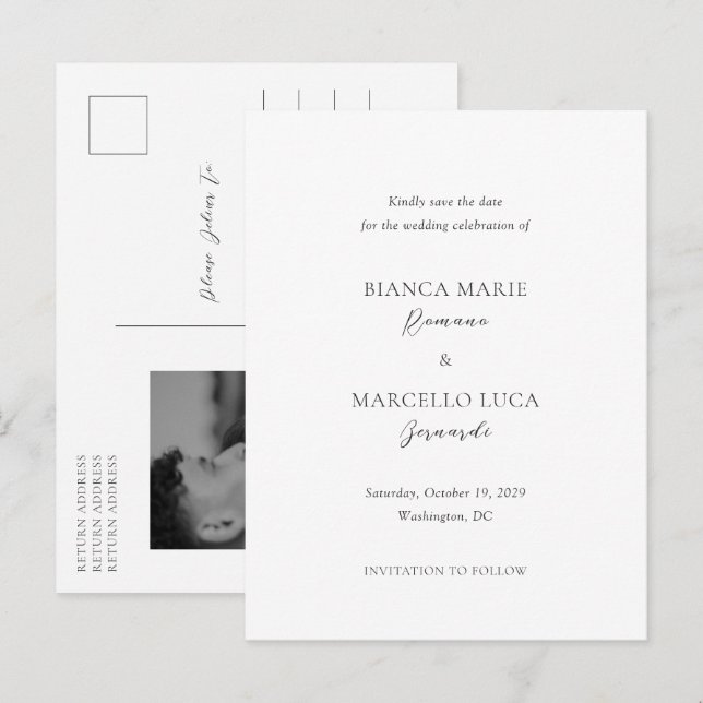 Classic Timeless Wedding Save the Date Announcement Postcard (Front/Back)