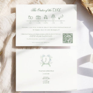 Classic Timeline Monogram Crest Wedding  Enclosure Card