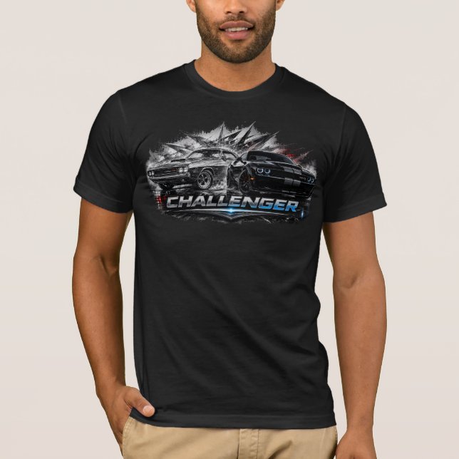 Classic to Modern Challenger Muscle Car Evolution T-Shirt (Front)