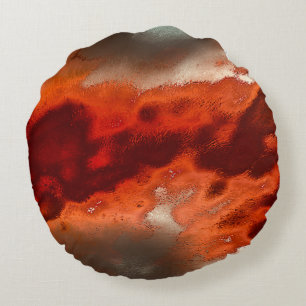 Classic to stained in shades of intense red&coral round cushion