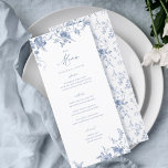 Classic Toile Blue Floral Wedding Table Menu<br><div class="desc">Dusty Blue,  Vintage Blue,  Elegant Wedding Table Menu Cards Flat Menu Elegant Calligraphy Eat and Drink Wedding Menus | Simple Calligraphy Rustic Wedding Menus Wedding Menus,  Rustic Wedding Menu,  Floral Wedidng Menu,  Wedding Table Menu</div>