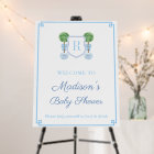 Classic Topiary Blue Bow Boy Baby Shower Welcome