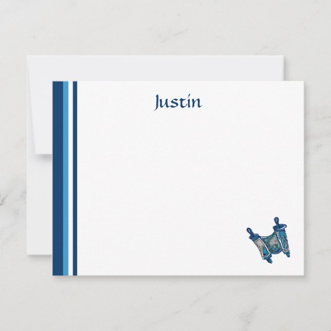 Classic Torah Thank You Flat Note Note Card (Front)