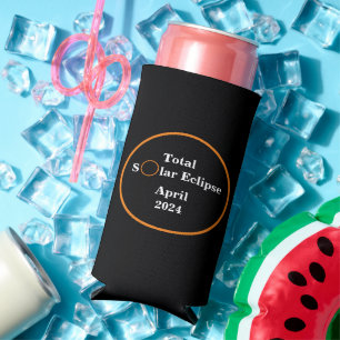Classic Total Solar Eclipse April 2024 Seltzer Can Cooler