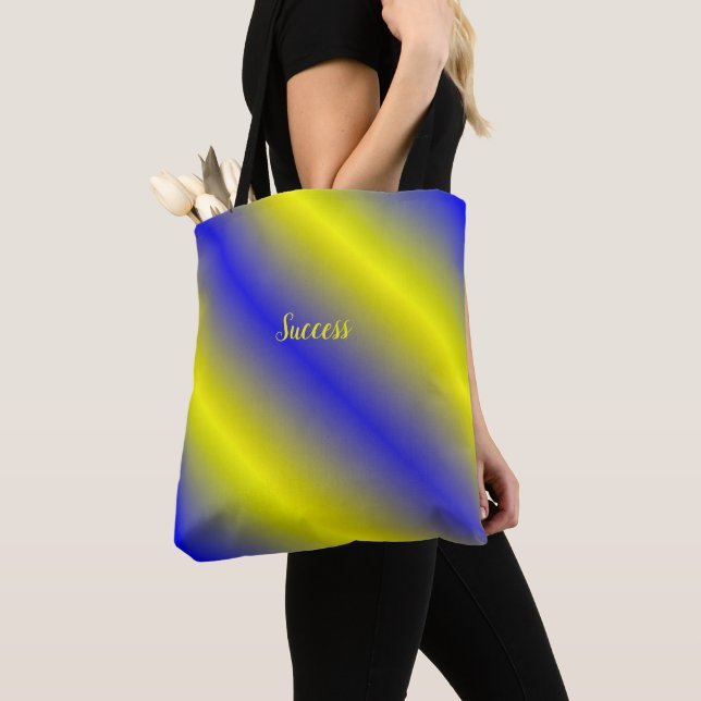 Classic Tote With Blue, Yellow-Gold Stripes Bag (Close Up)