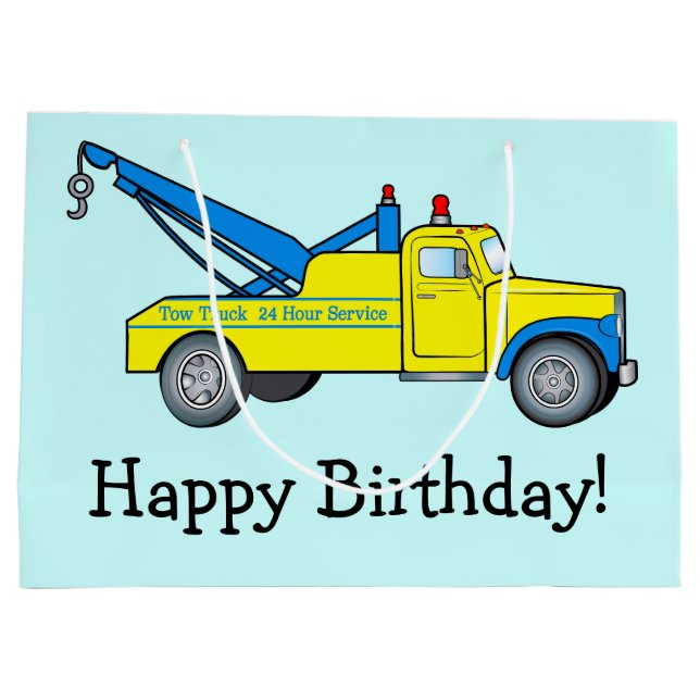 Classic Tow Truck Happy Birthday Large Gift Bag (Back)