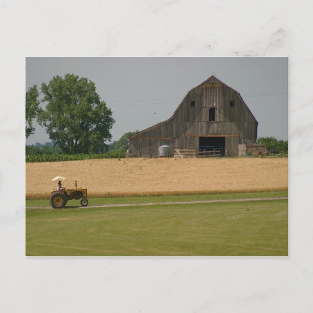 Classic Tractor & Barn Postcard (Front)