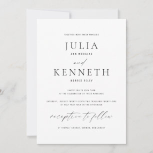 Classic Traditional Black and White Wedding Invitation