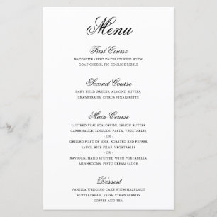 Classic Traditional Elegant Wedding Menu