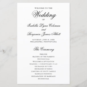 Classic Traditional Elegant Wedding Program