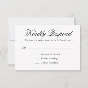 Classic Traditional Elegant Wedding RSVP Card
