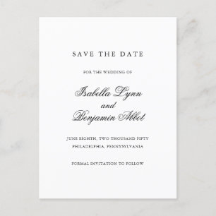Classic Traditional Elegant Wedding Save the Date Announcement Postcard