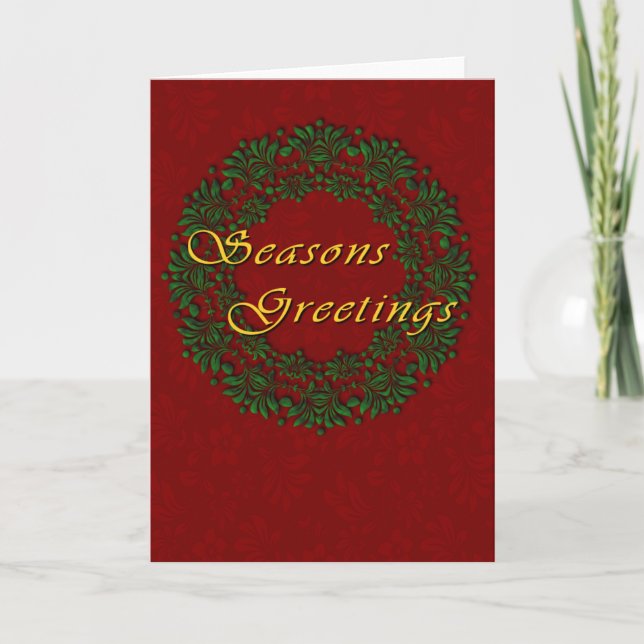 Classic Traditional Red and Green Holiday Card (Front)