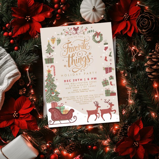 Classic Traditional Red Favourite Things Party Invitation (Creator Uploaded)
