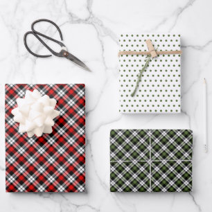 Classic Traditional Red Green Black White Gingham Wrapping Paper Sheet